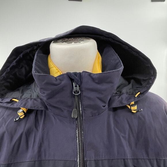 Lands End Navy Blue Zip Out Yellow Liner Outdoor Winter Parka Jacket Coat S - Picture 4 of 11